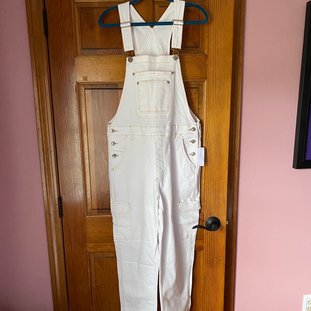 American Eagle Outfitters White Denim Overalls